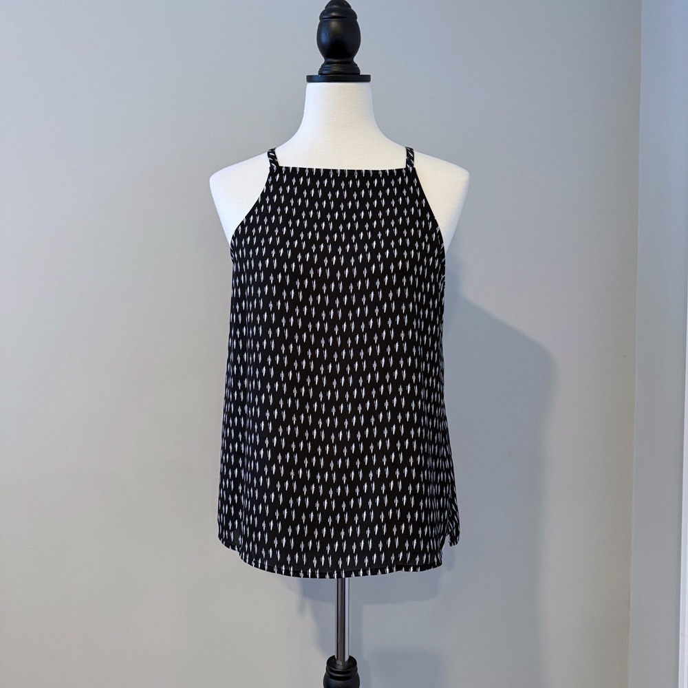 Worthington Black White Ikat Print Halter Neck Tank Top Women's Size S - Picture 2 of 10